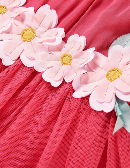 Flower Appliqué Dress-Rethink Pink