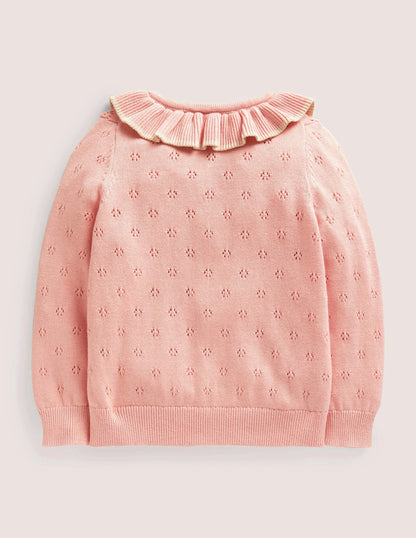 Collared Pointelle Cardigan-Boto Pink