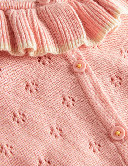 Collared Pointelle Cardigan-Boto Pink