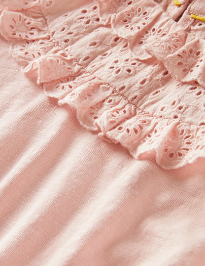 Frill Broderie Jersey Top-Provence Dusty Pink