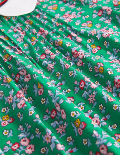 Collared Jersey Top-Shady Green Flower Bouquet
