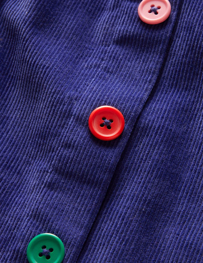 Cord Button Through Skirt-Starboard Blue
