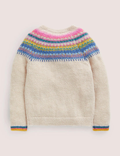 Fair Isle Yoke Cardigan-Ecru Marl Multi Yoke