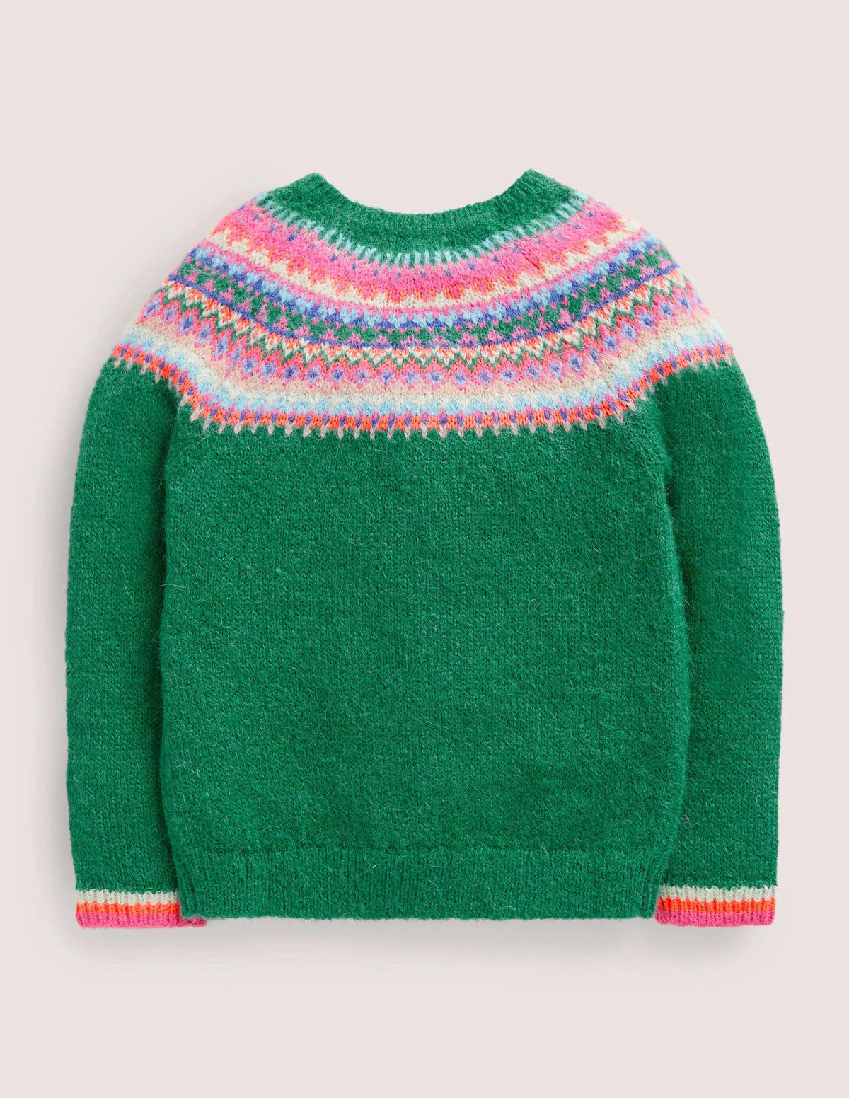 Green Fair Isle Yoke Cardigan-Green Pepper Multi Yoke