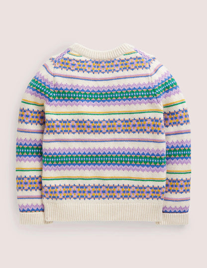 Fair Isle Sweater-Ecru Marl Multi Fair Isle