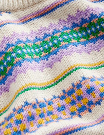 Fair Isle Sweater-Ecru Marl Multi Fair Isle