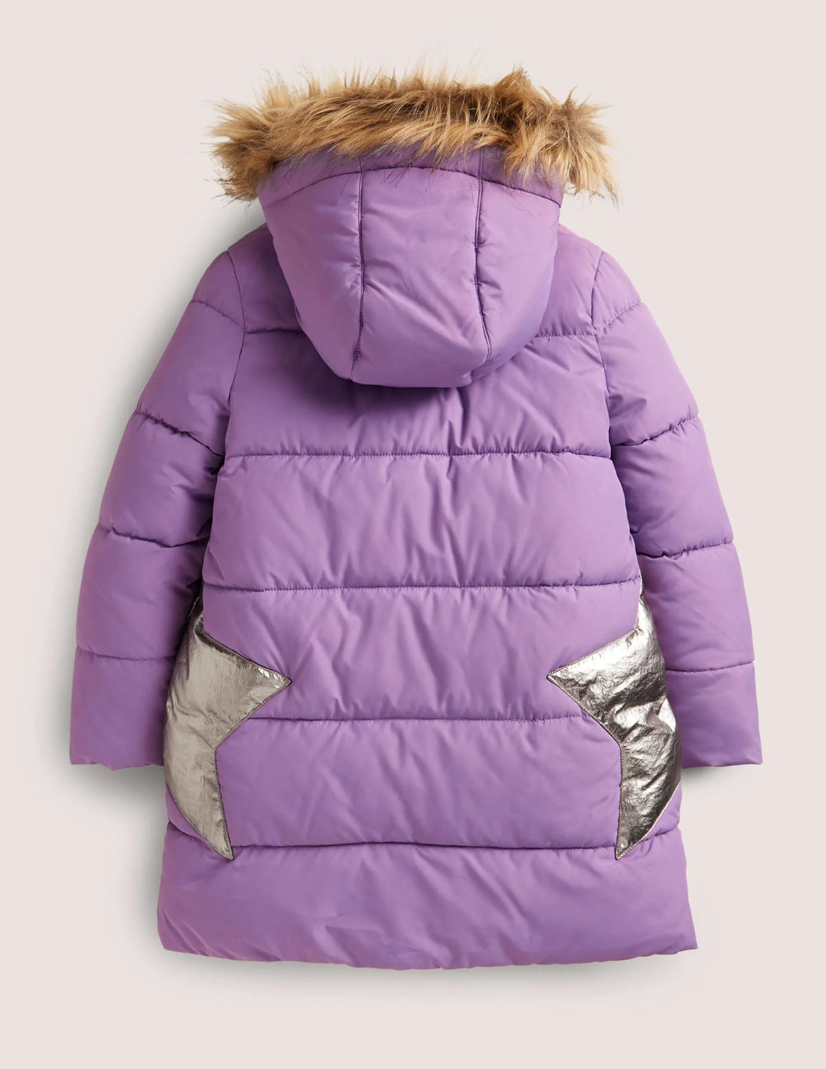 Purple Star Fleece-Lined Hooded Puffer Jacket-Aster Purple Star