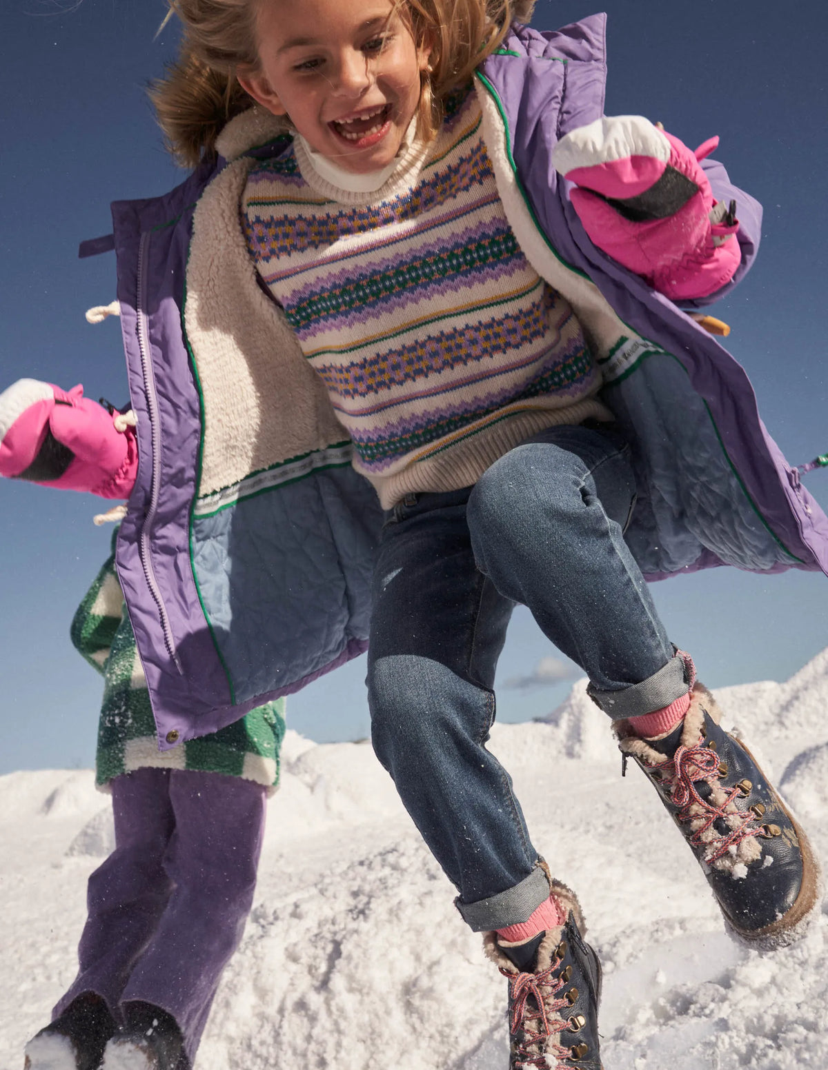 Purple Star Fleece-Lined Hooded Puffer Jacket-Aster Purple Star