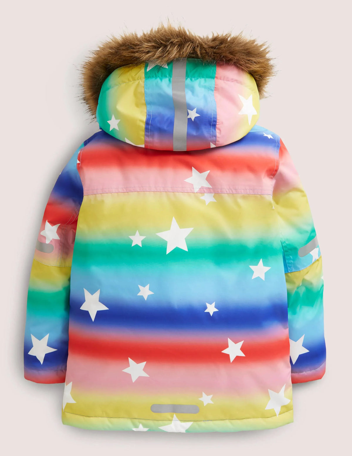 Rainbow Star Print Hooded Waterproof Jacket-Ombre Rainbow Star