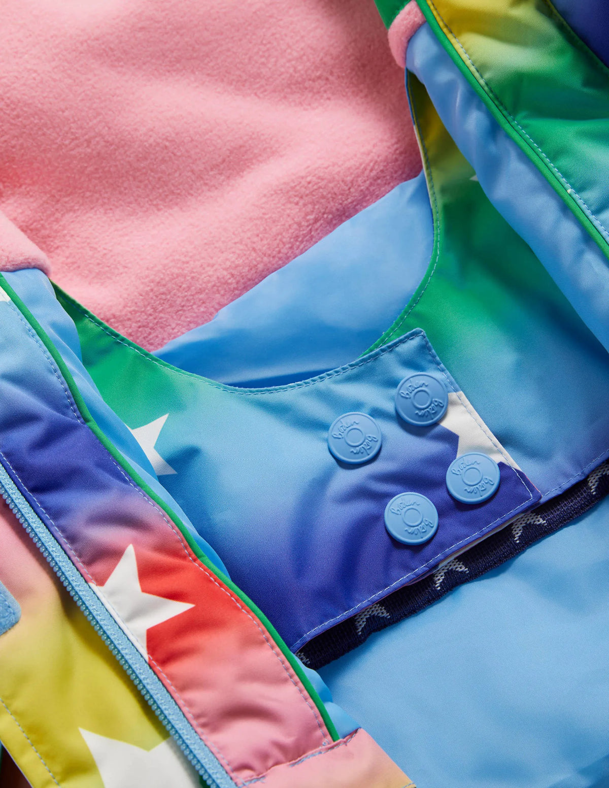 Rainbow Star Print Hooded Waterproof Jacket-Ombre Rainbow Star