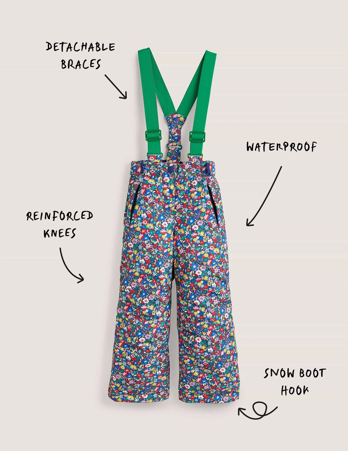 All-weather Waterproof Pants-Multi Patchwork Floral