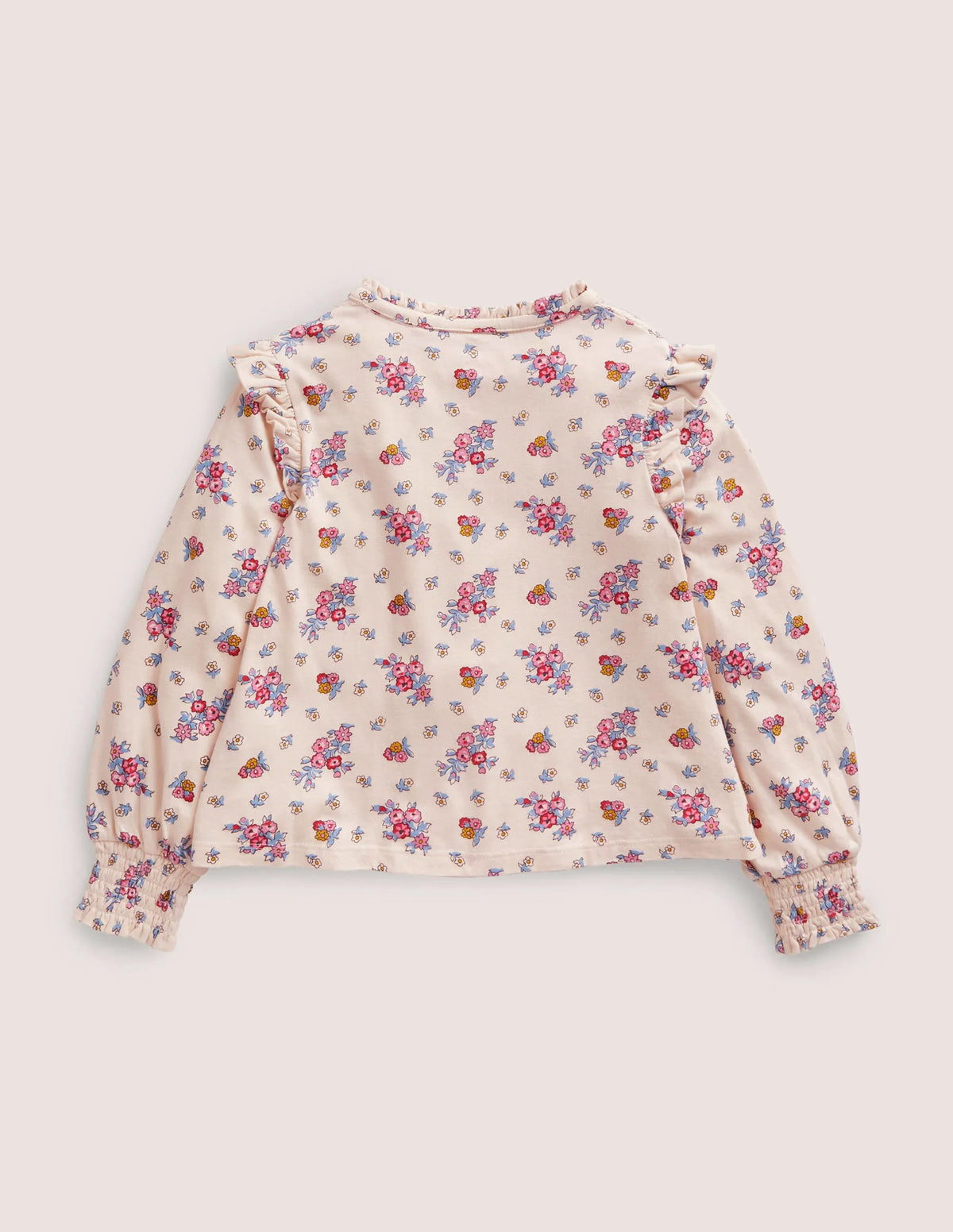 Smocked Placket Top-Vanilla Pod Flower Bouquet