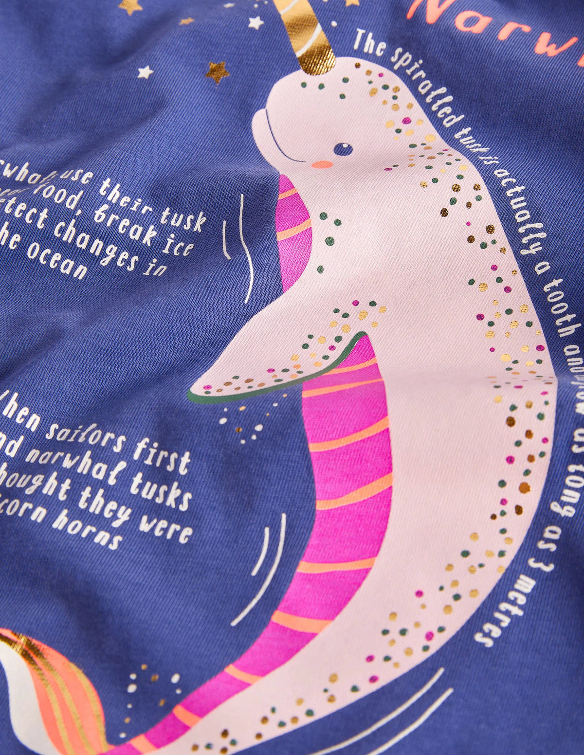 Educational Printed T-shirt-College Navy Narwhal