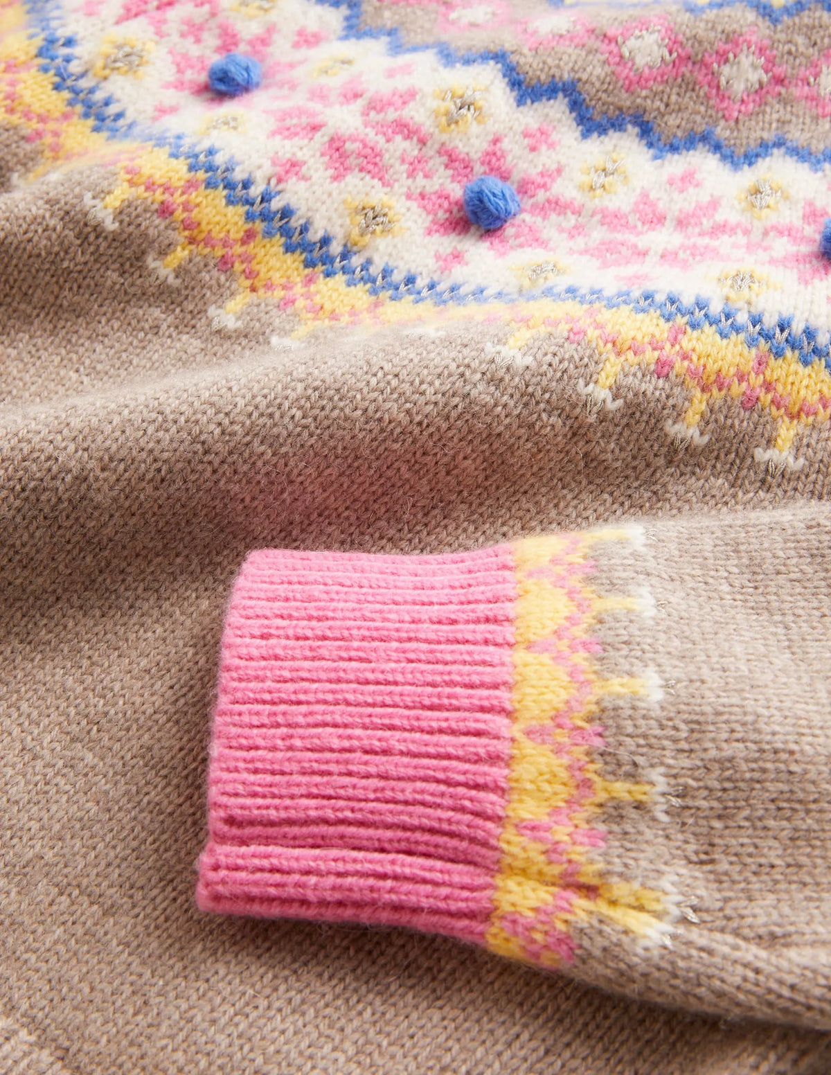 Fun Fair Isle yoke Jumper-Oatmeal Marl Fair Isle