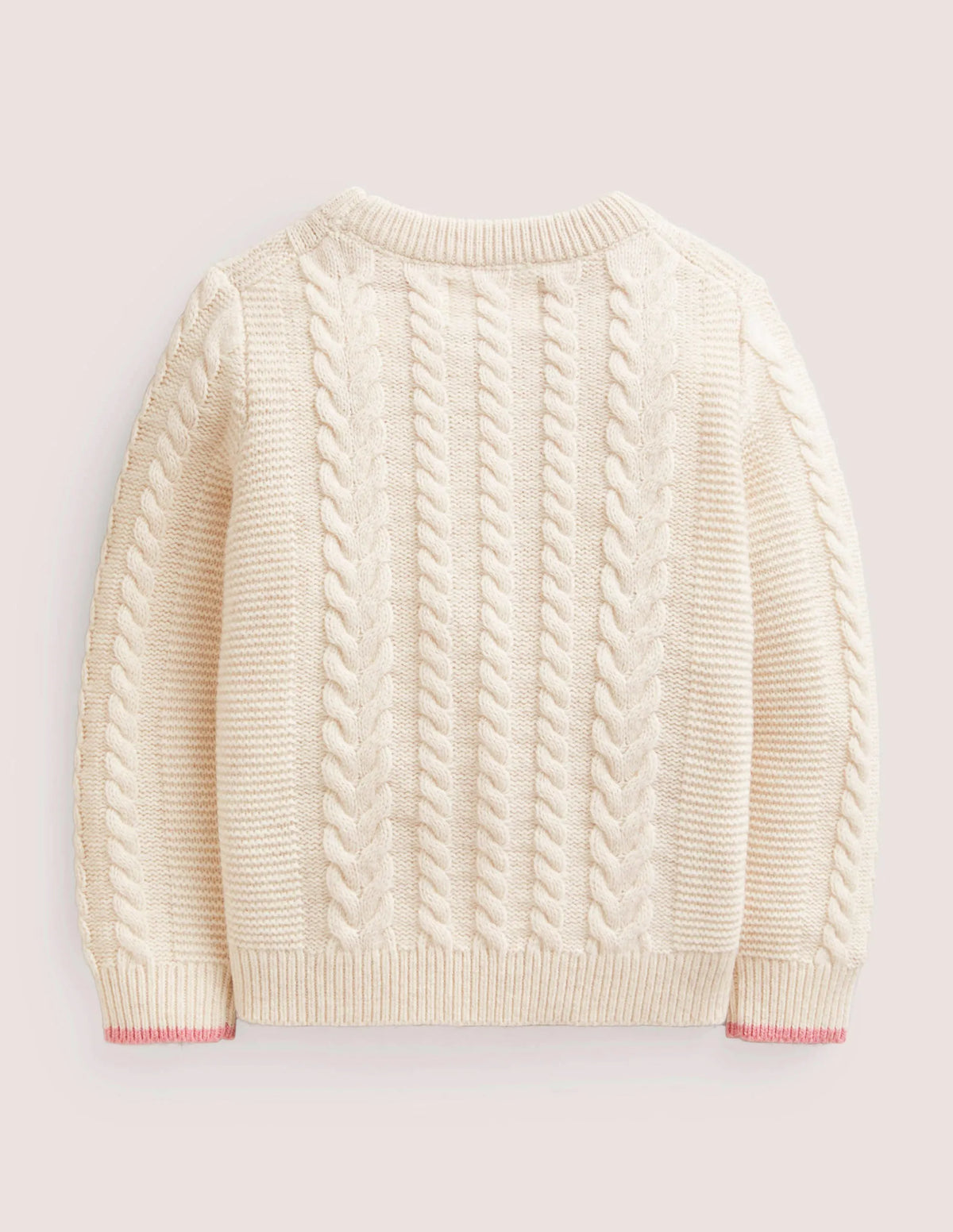 Embroidered Cable Knit Sweater-Ecru Marl Embroidery
