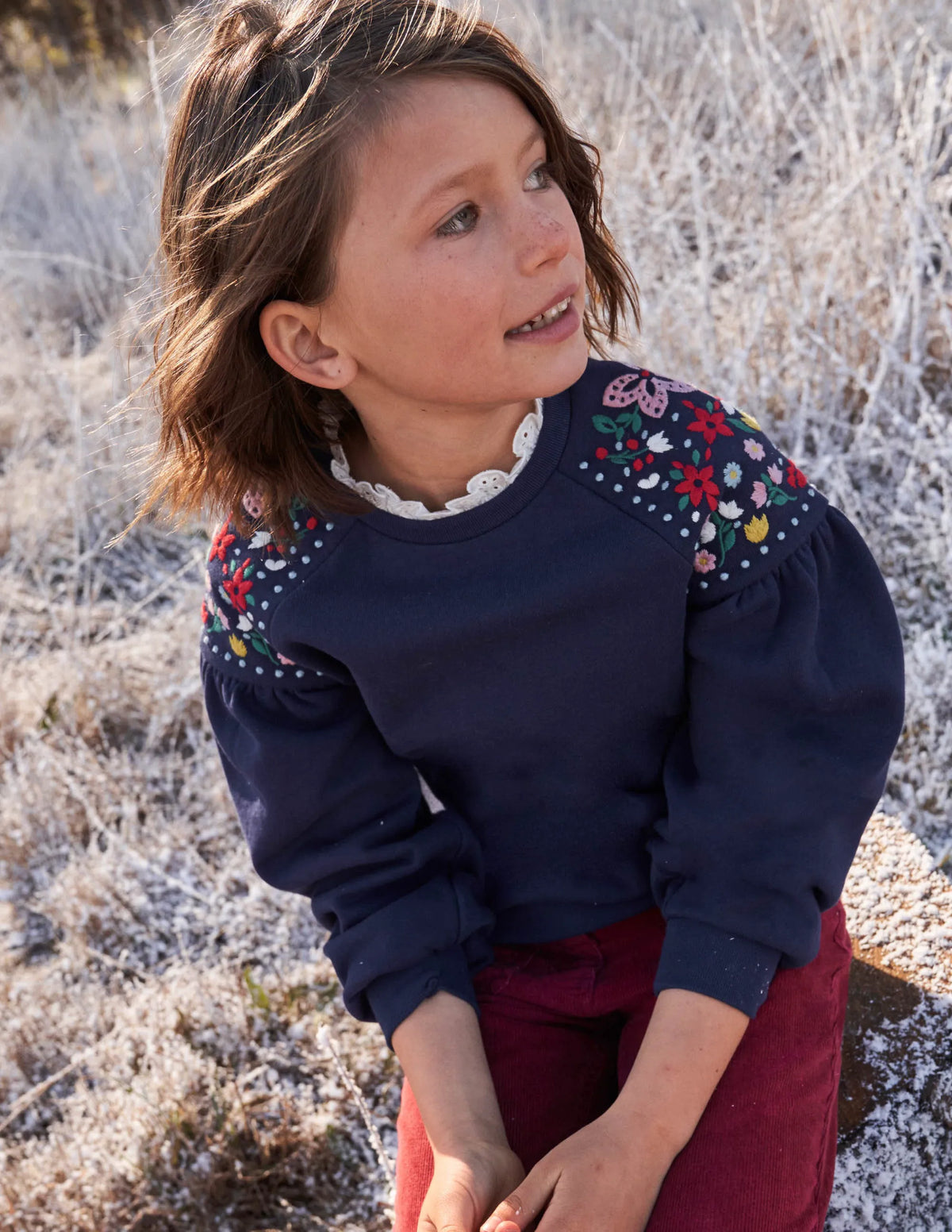 Embroidered Sweatshirt-College Navy