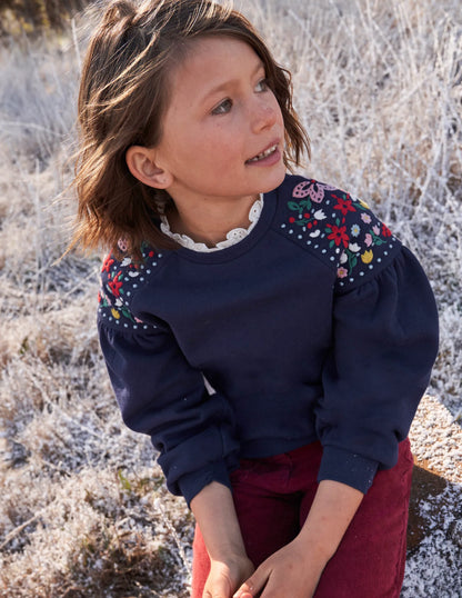 Embroidered Sweatshirt-College Navy