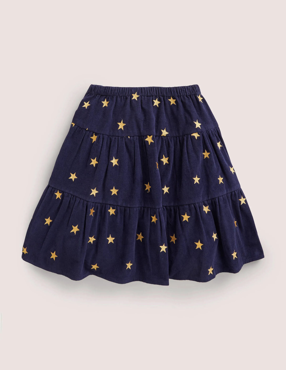 Embroidered Twirly Midi Skirt-College Navy Stars