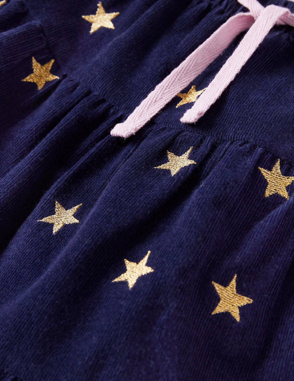 Embroidered Twirly Midi Skirt-College Navy Stars