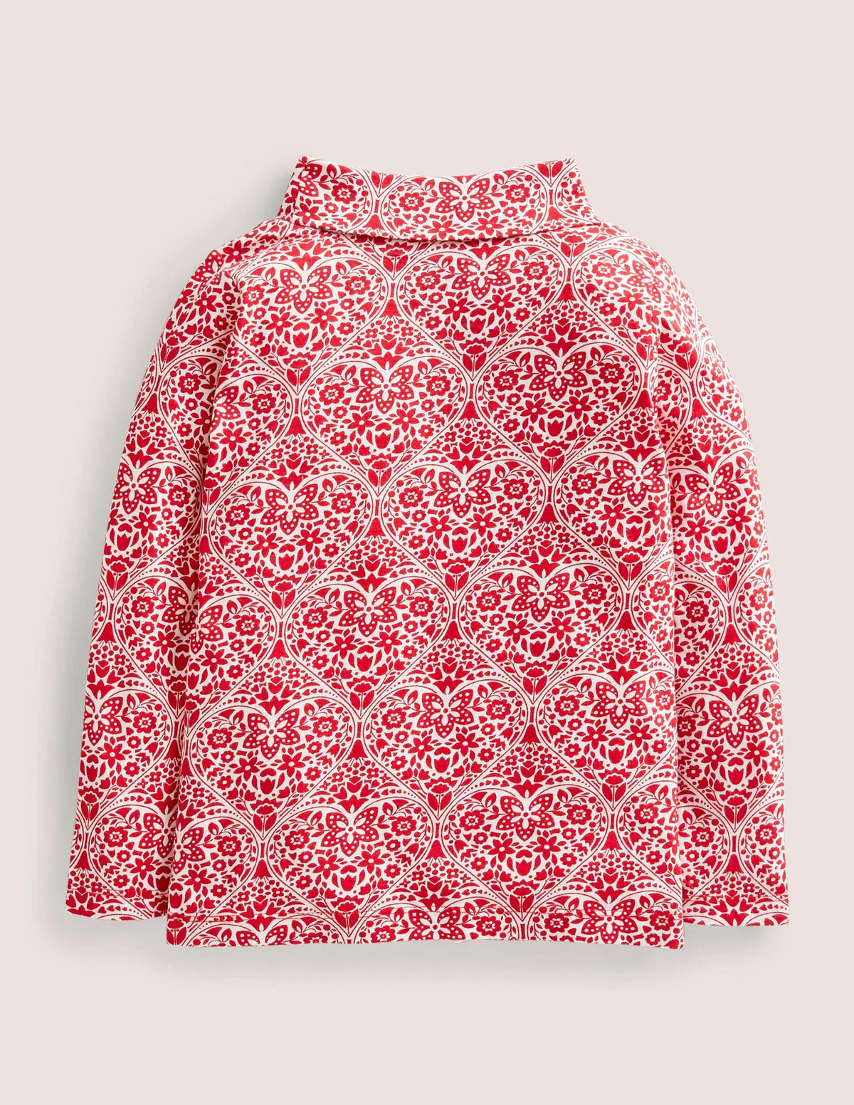 Roll Neck Supersoft T-shirt-Rockabilly Red Folk Hearts