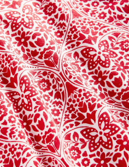 Roll Neck Supersoft T-shirt-Rockabilly Red Folk Hearts