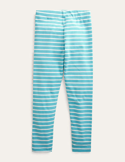 Fun Leggings-Aqua Blue/Ivory
