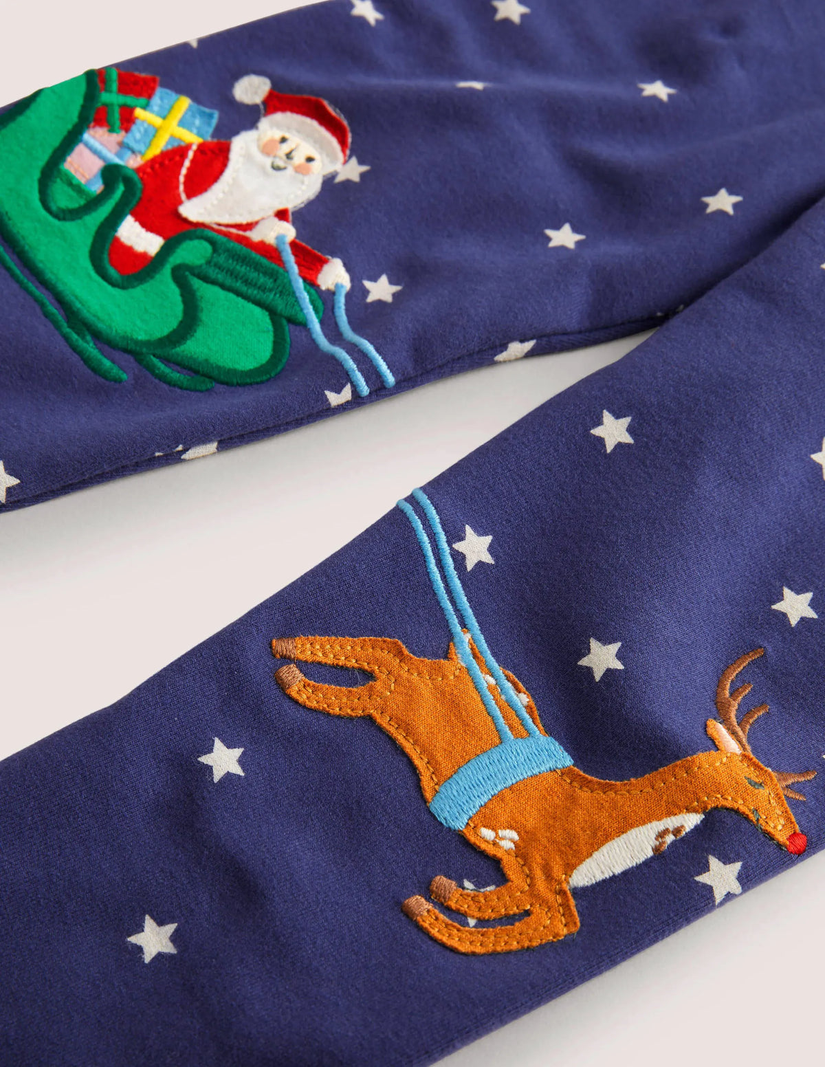 Fun Appliqué Leggings-Starboard Blue Christmas