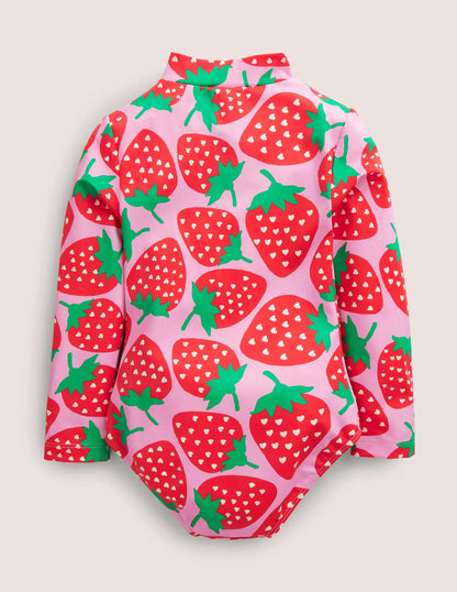 Long-sleeved Swimsuit-Tickled Pink Strawberries