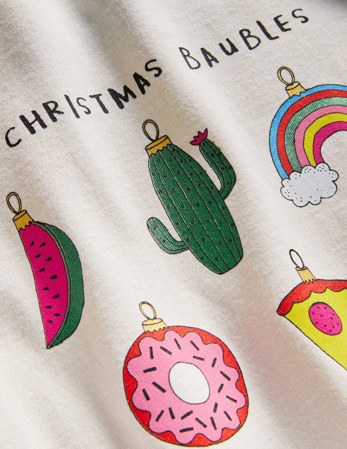 Raglan Festive Printed T-shirt-Strawberry Pink/Ivory