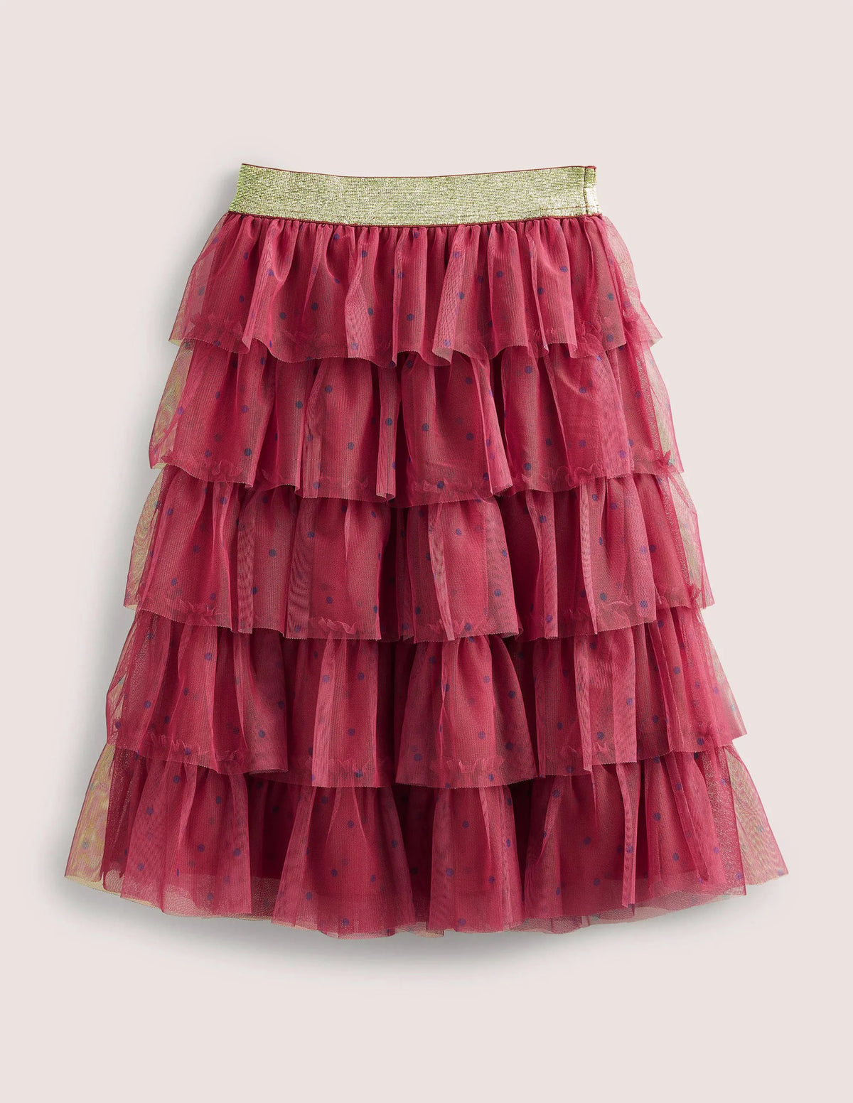 Tulle Midi Skirt-Damson and Navy Spot