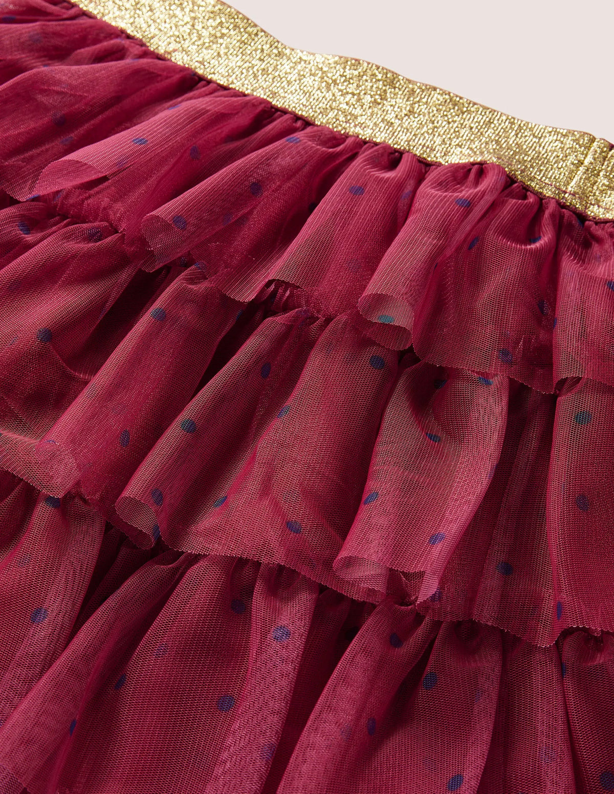 Tulle Midi Skirt-Damson and Navy Spot