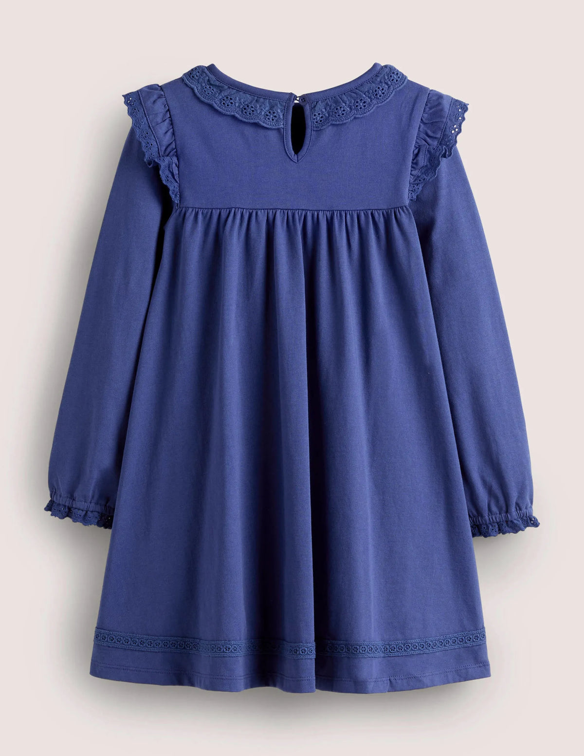 Broderie Frill Dress-Starboard Blue