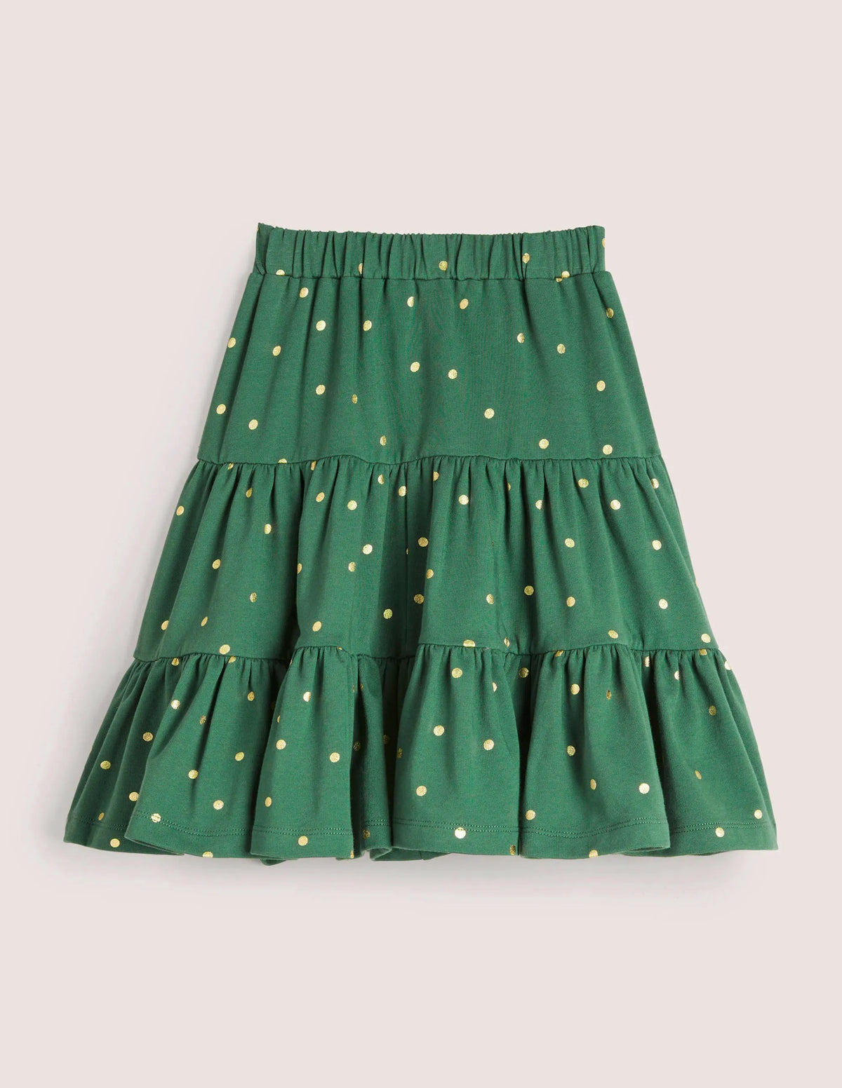 Three Tiered Midi Skirt-Trekking Green/Gold Spot