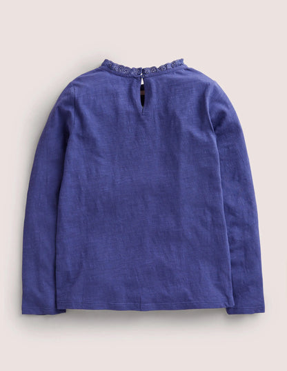 Long Sleeve Heart Pocket Top-Soft Starboard Blue
