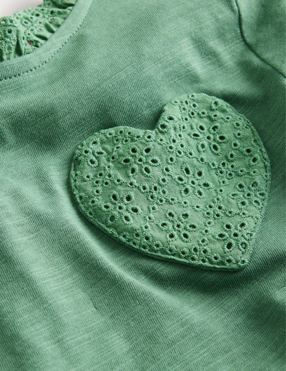Long Sleeve Heart Pocket Top-Rosemary Green