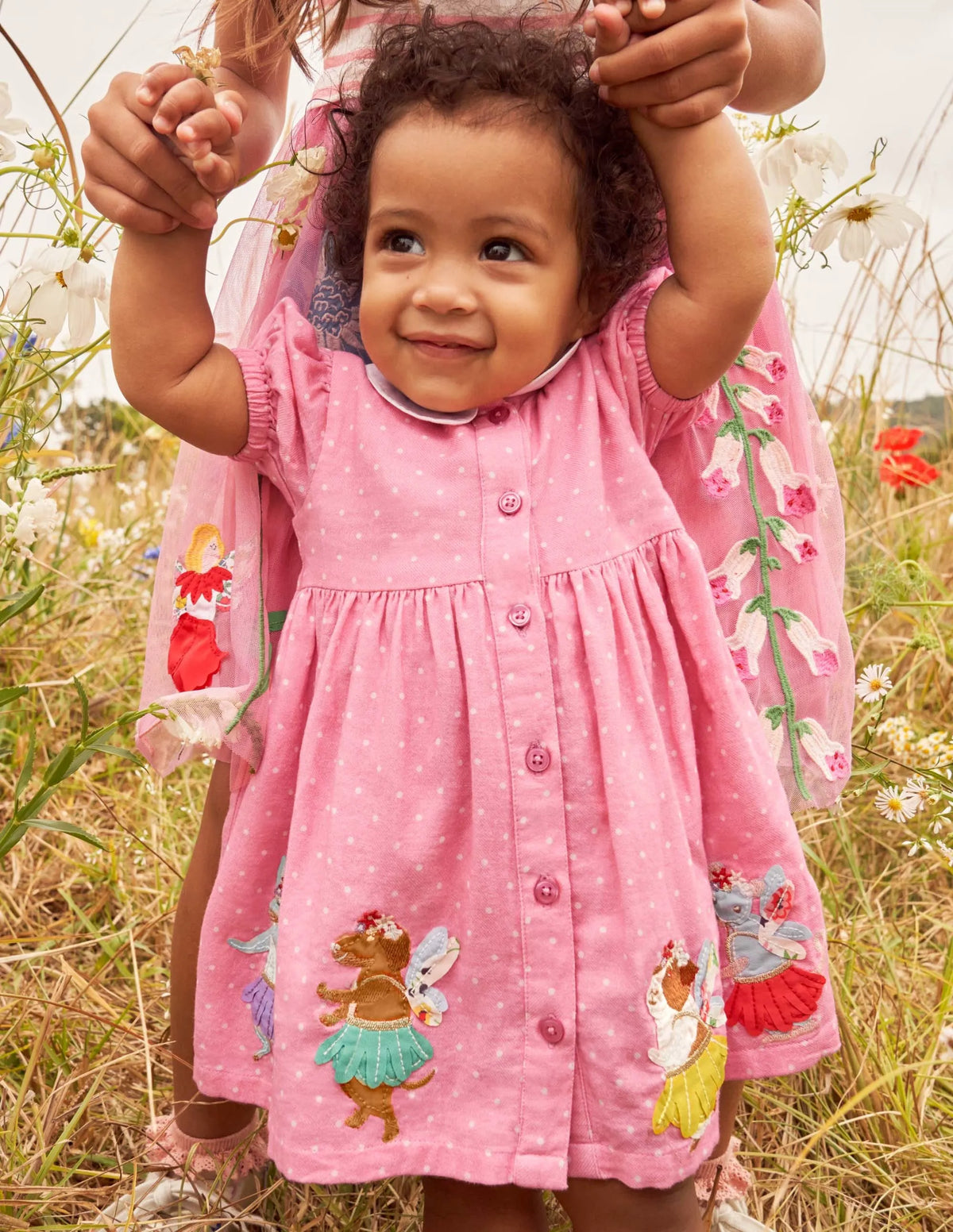 Woven Appliqué Dress-Formica Pink Pin Spot Animals