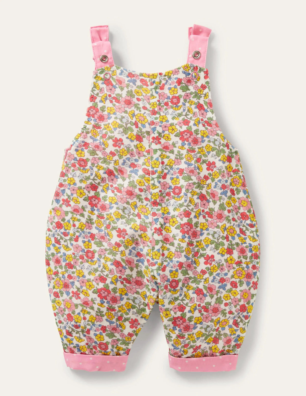 Pink Ditsy Floral Dungarees-Ivory Meadow Floral