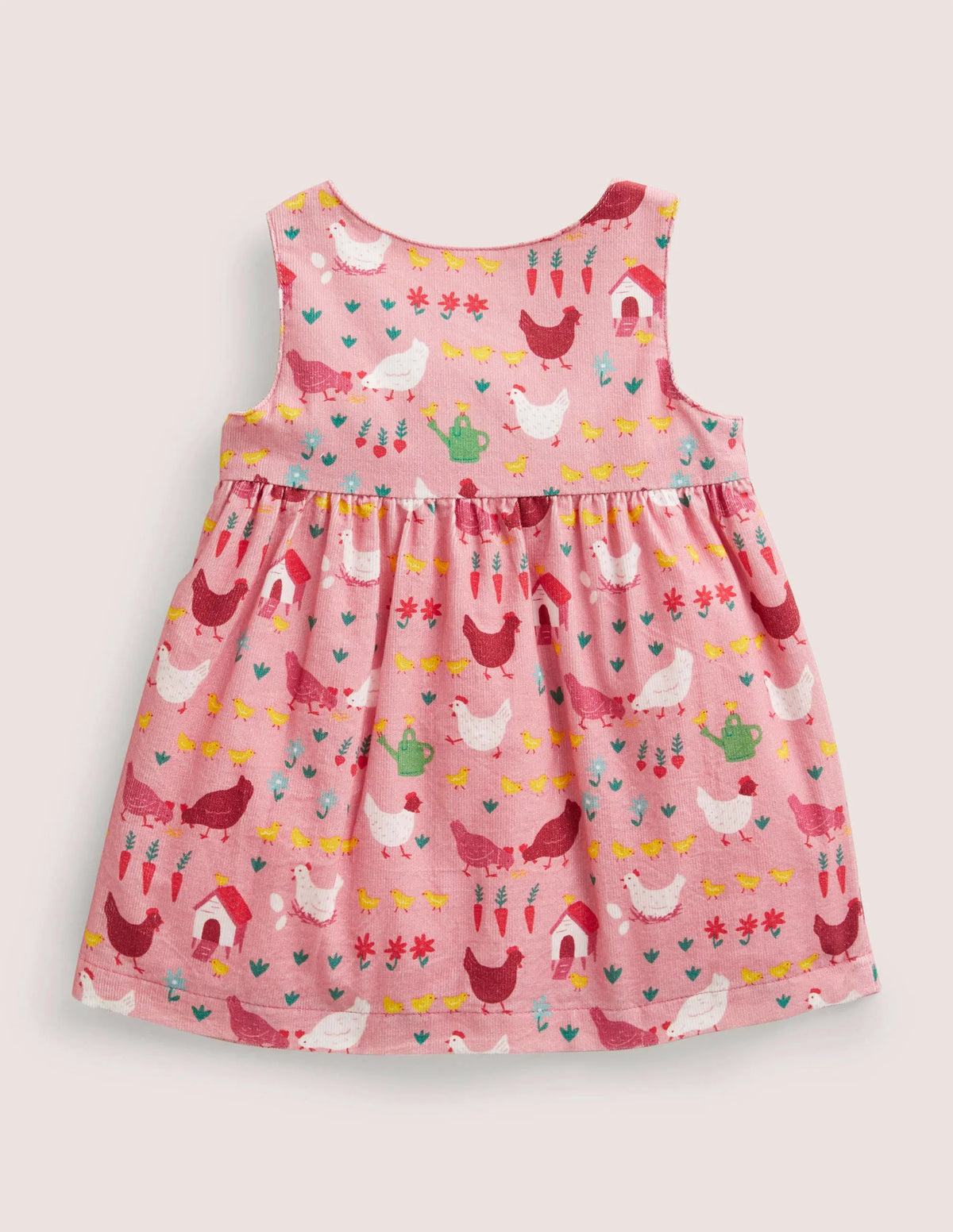 Cord Pinnie Dress-Formica Pink Hens