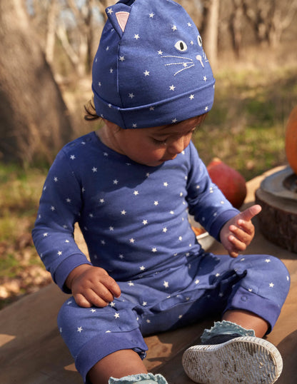 Halloween Cat Romper-Starboard Blue Stars