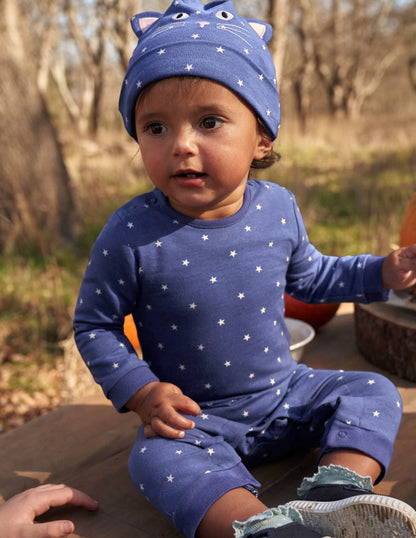 Halloween Cat Romper-Starboard Blue Stars