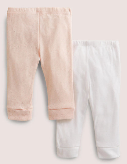 Twin Pack Pointelle Leggings-Boto Pink/Ivory