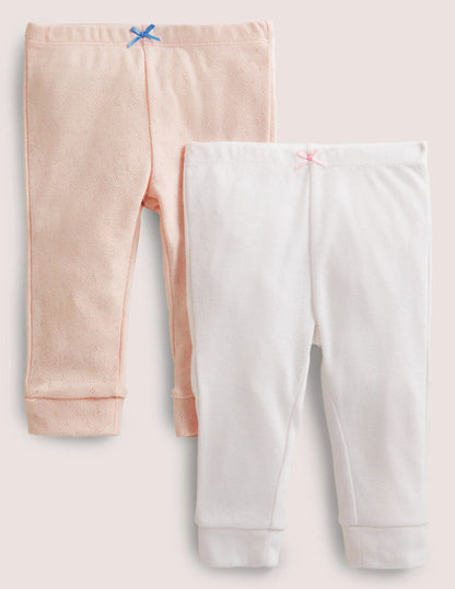 Twin Pack Pointelle Leggings-Boto Pink/Ivory