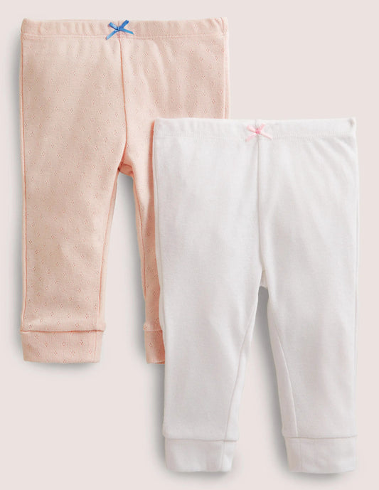 Twin Pack Pointelle Leggings-Boto Pink/Ivory