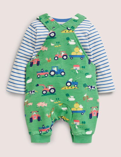 Jersey Overall Set-Iguana Green Farm Friends