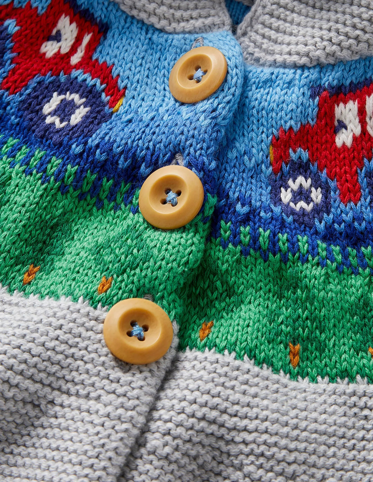 Fair Isle Knitted Jacket-Grey Marl Tractors