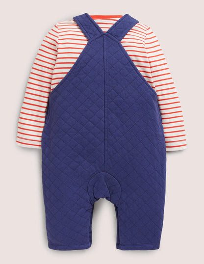 Quilted Overall Set-Starboard Blue Tractor