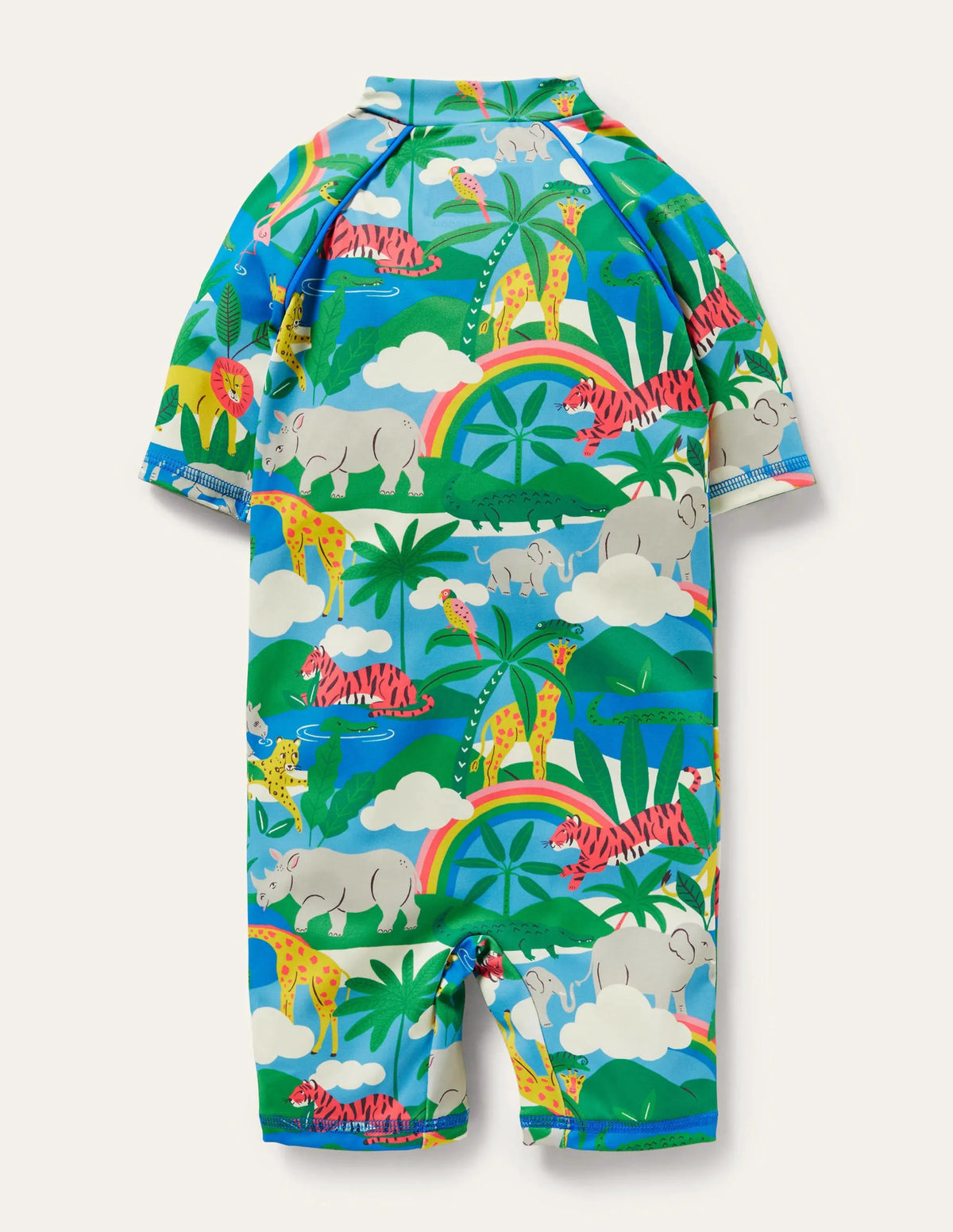 Printed Sun-safe Surf Suit-Ivory Surfboard Rainbow Jungle