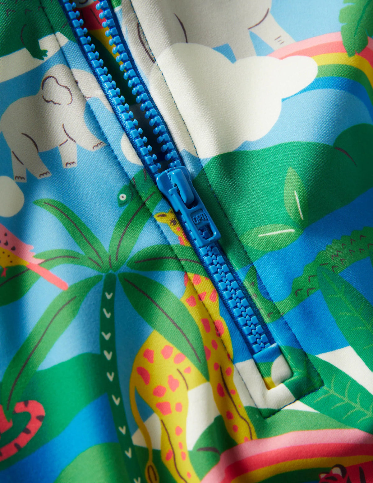 Printed Sun-safe Surf Suit-Ivory Surfboard Rainbow Jungle