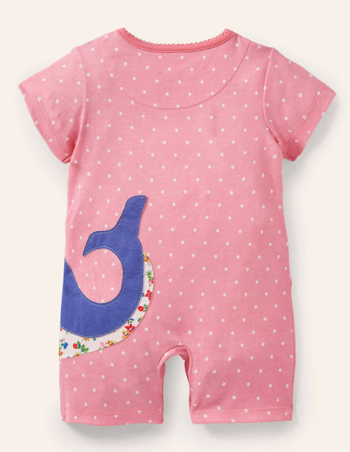 Appliqué Jersey Romper-Pink Spot Whale