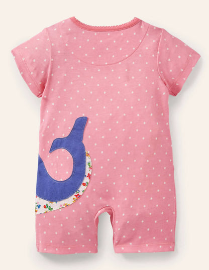 Appliqué Jersey Romper-Pink Spot Whale